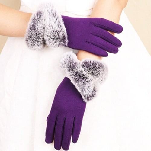 Women Touching Screen Gloves Outdoor Winter Warm Gloves Female Driving Soft Fake Fur Lining Mittens