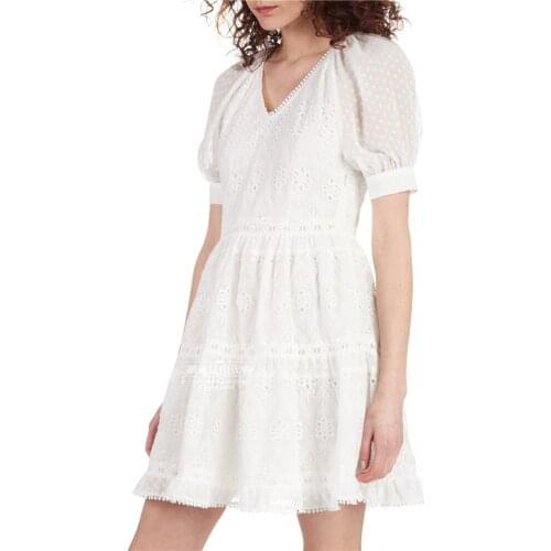 Patads French womens dress m spring and summer lady sweet wind bubble sleeve dress reverse