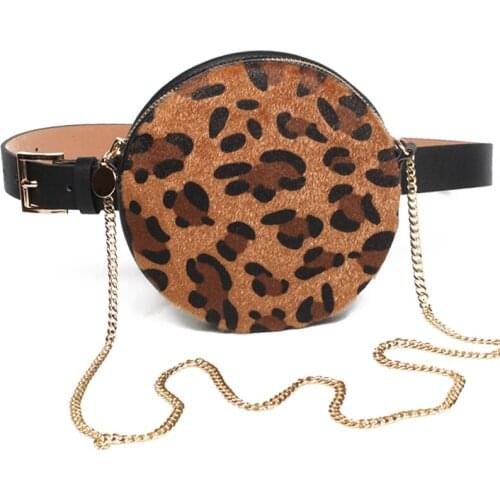 6PCS / LOT Leopard Print Waist bag Women Belt Bag Round Fanny Pack for Women Chest Bag Shoulder Crossbody Bags