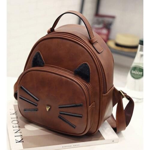 New High Quality Women Girl Backpack Cute Cat Beard Travel Rucksack Backpack School Bag 4 Color