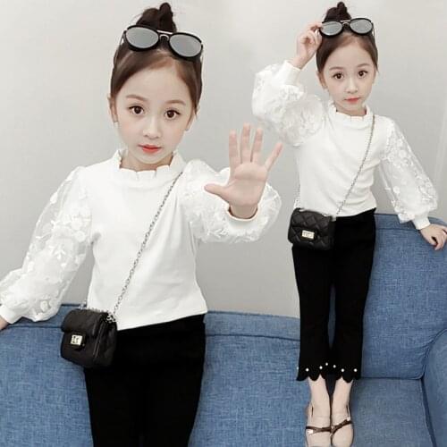 New Arrived Spring Autumn Children Clothing Chiffon shirt Solid kids students Girls Clothes 2-12year