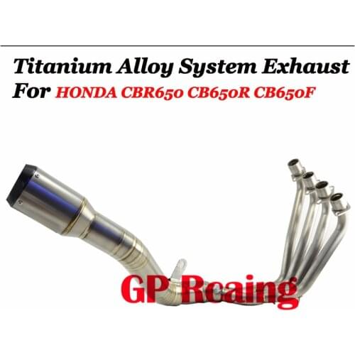 Slip On For Honda CBR650 CB650R CB650F Titanium Alloy Full System Motorcycle Exhaust Escape Front Link Pipe Muffler