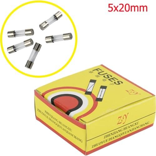 100PCS 5x20mm Fast Quick Blow Glass Tube Fuse Fast Blow Glass Fuses 0.2A 0.5A 1A 2A 3A 5A 6A 8A 10A 12A 15A 20A/250V 5*20 mm