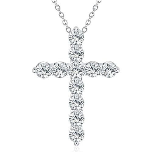 Super shiny AAA Zircon 925 Sterling Silver Cross Pendant Necklaces For Women Party Charm Wedding Fashion Jewelry Gifts