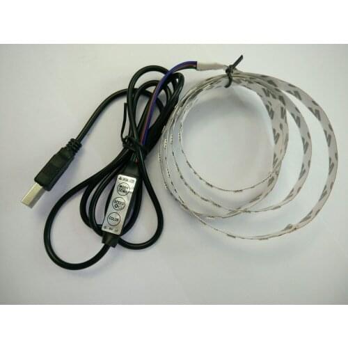 5V 1m,2m/pcs USB LED strip SMD 5050Flexible RGB Color Changing LED lights,16 color For indoor with 3 key mini rgb controller