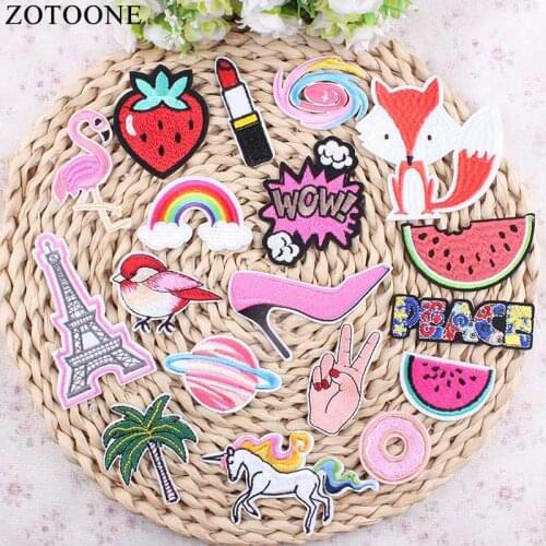 1Pcs Mixture Fly Unicorn Iron On Embroidered Patches For Kids Clothes Cartoon Fox Bird Appliqued Stickers DIY Garment Acessory A