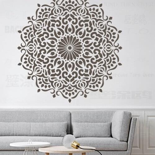 100cm - 140cm Stencils For Walls Large Furniture Flooring Templates Reusable Giant Mandala Indian Arabic Ethnic Round S054