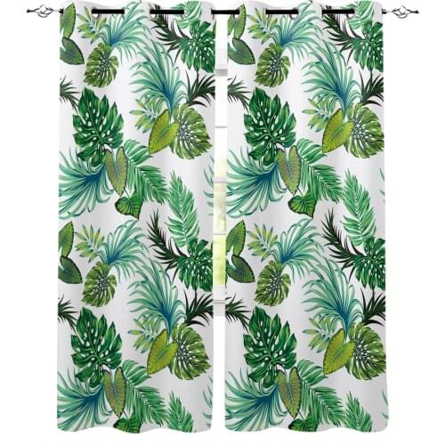 Tropical Plant Leaves Window Interior Curtain Valance Door Room Drape for Kitchen Living Room Bedroom Decoration Curtains