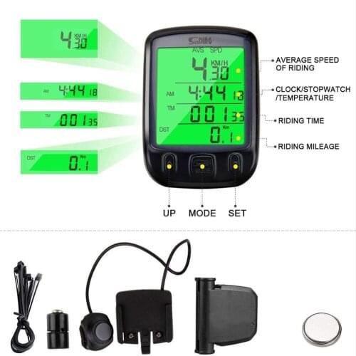 Waterproof Digital LCD Cycle Bicycle Bike Computer Odometer Speedometer Cycling Green Backlight Biking Computer Riding Drop Ship