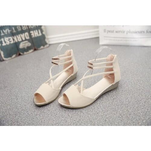 Womens Sandals simple Woman Wedges heel zipper Sandals Womens Summer Gladiator Sandals Ladies low heel Shoes Woman shoes