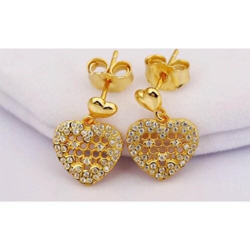 Authentic S925 Shine Honeycomb Lace With Crystal Stud Earring For Women Wedding Gift fit Lady Fine Jewelry