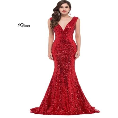 Robe De Soiree Pretty New Sexy V-neck Mermaid Sleeveless Burgundy Long Elegant Evening Dresses Abendkleider 2019