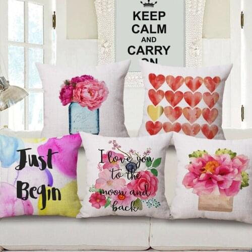 1 piece Creative Painting Flower Vase Heart Pattern Seat hug pillow Cover Decorative Home Chair Throw Pillows Case 45x45cm