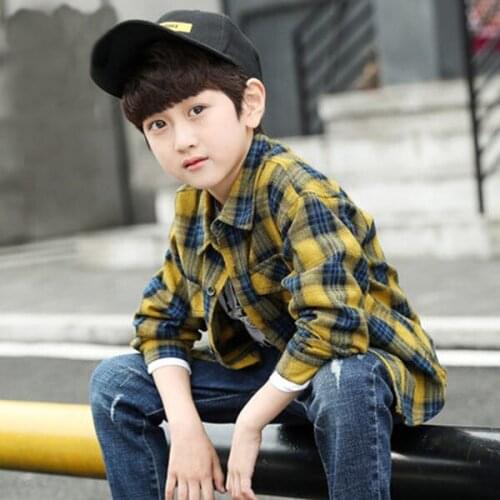2019 Spring Autumn Boys Plaids Checks Blouse Baby Kids Boys Girls Long Sleeve Shirt Blouse Clothes Outfit