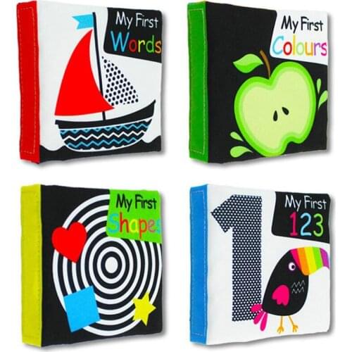 4pcs/set Baby Toys Soft Cloth Books Sound Infant Educational Stroller Rattle Toy Newborn Crib Bed Learning & Education Puzzle T