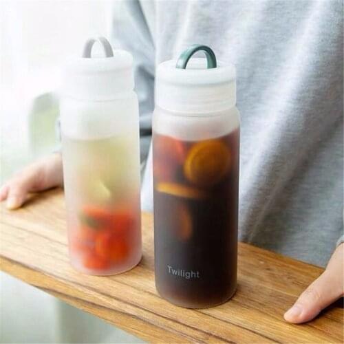 420ml Matte Glass Water Bottle Portable Cold Juice Drink Cup with Lid Office Outdoor Trip Hiking Gym Sports Water Bottle