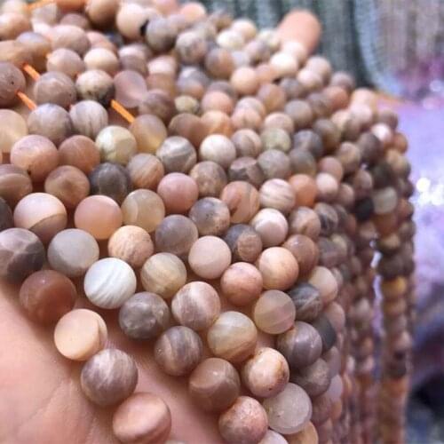 6-12mm Natural Round Matte Frost Mixed-Color Sunstone Beads For Jewelry Making Beads Bracelets 15'' Needlework DIY Beads Trinket