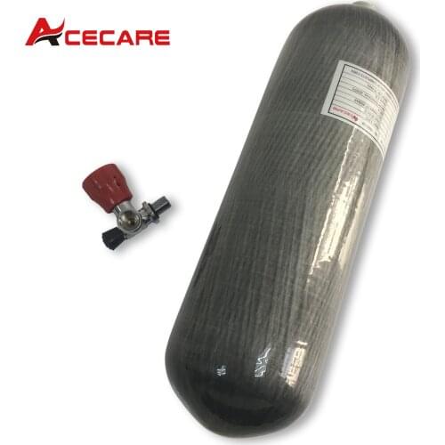 AC16811 Acecare 6.8L CE 4500Psi PCP Paintball Carbon Fiber Cylinder Scuba Tank For Diving With Red Valve Airforce Condor Airsoft