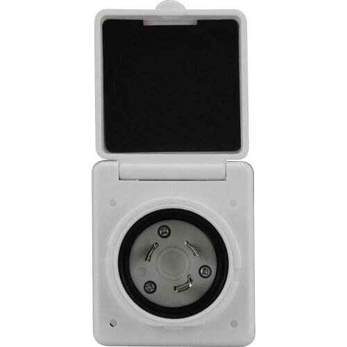 [Nema L5-30P] 30Amp RV Power Inlet Box Nema L5-30P 30A Camper RV Power Inlet, 30A 125V , with Cover Cap White