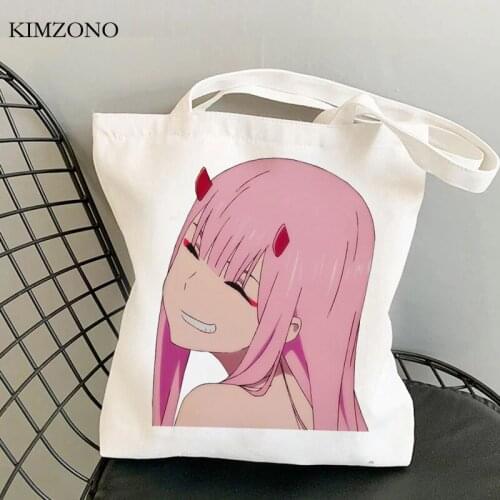 Darling in the Franxx shopping bag bolso jute bag cotton shopper grocery bag reciclaje net sacolas