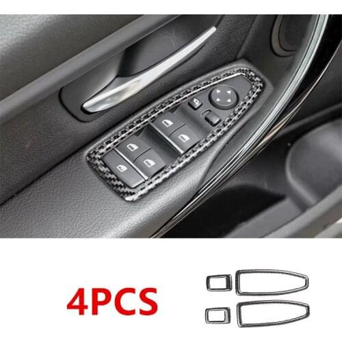 For BMW 3 Series/BMW 4 Series/For 3GT 2013-2018 4PCS Carbon Fiber Car Interior Door Window Lift Glass Switch Buttons Cover Trim