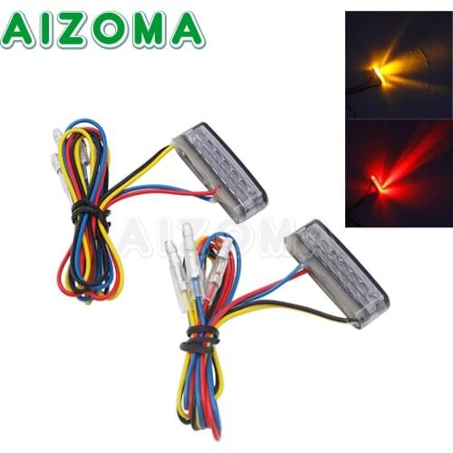 For Honda Kawasaki Yamaha Suzuki CN GN Motorcycle E9 12V LED Red/Yellow LED Mini License Plate Light Universal Rear Tail Light