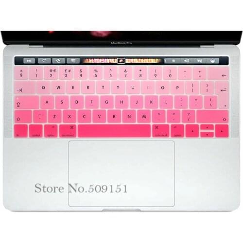 Gradient Silicone Keyboard Cover Stickers Protector Skin For Mac Pro 13" 15 A1706 A1707 A1989 A1990 with Touch Bar Euro Version