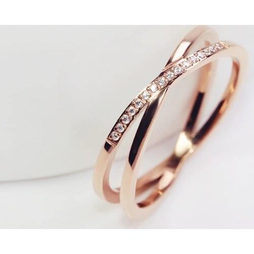 Ring for Women Charm Cross Micro-set White Zircon Three Colors Titanium Steel Accessories Fashion Wedding Jewelry Gift(GR244)