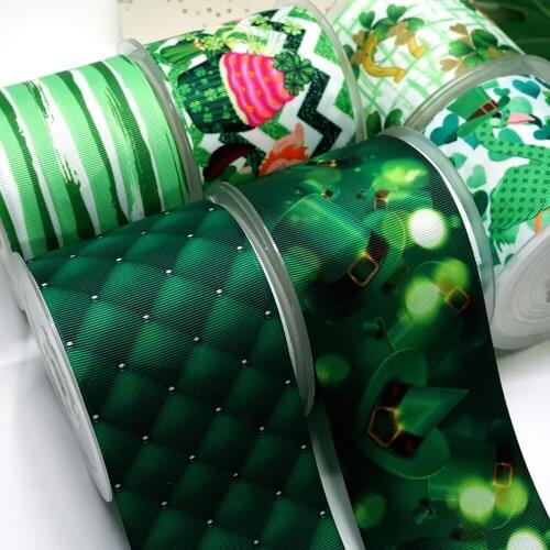 50 Yards St. Patricks Day Printed Grosgrain Ribbons For Hair Bows DIY Handmade Materials26232