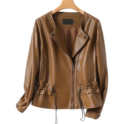 PU Leather Jacket Women Coats 2021 New Womens Leather Coat Short Slim Motorcycle Leather Clothing Female Jackets Black Female