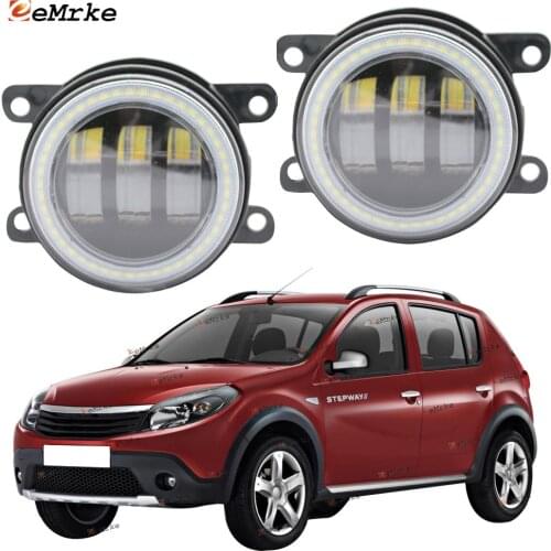 2X Led Angel Eye DRL for Dacia Sandero /Sandero Stepway 1st Gen.2009-2012 2011 LED Fog Lights Lamp Lens Daytime Running Light
