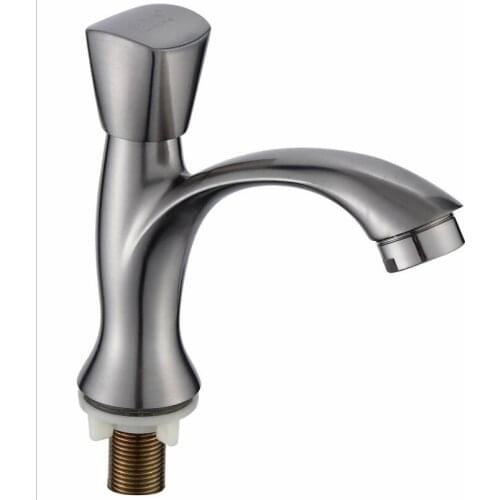 G1/2 Zinc Alloy Brushed Basin Faucet, Single Handle Single Hole Basin Single Cold Tap Kitchen Bathroom Accessory Ware