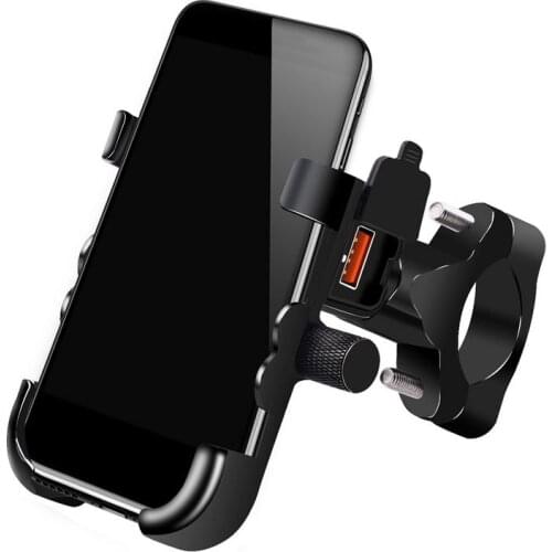 Motorcycle Mobile Phone Holder Charging Stand Multi-Function Aluminum Alloy IPX6 Waterproof QC3.0 Fast Charge Moto Accessories
