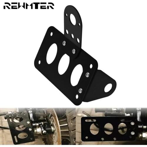 Motorcycle Universal Retro Side Mounted Tail Light Frame License Plate Holder License Bracket Black For Harley XL Bobber Chopper
