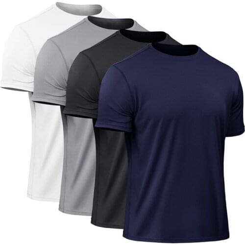 Mens Quick Dry Compression Short Sleeve T-Shirts Running Shirt Fitness Tight Tennis Soccer Gym High-elastic Tight-fitting Tops