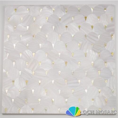 Natural white and yellow mother of pearl mosaic tile for TV back wall and kitchen backsplash decoration 1 square feet/pcs