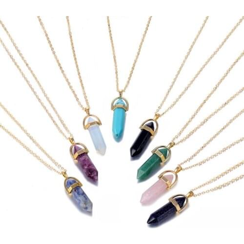 Natural Crystal Bullet Shape Nice Gift Buddha Beads Collarbone Necklace European Style Volcanic Rock Bracelet Fashion Pendant