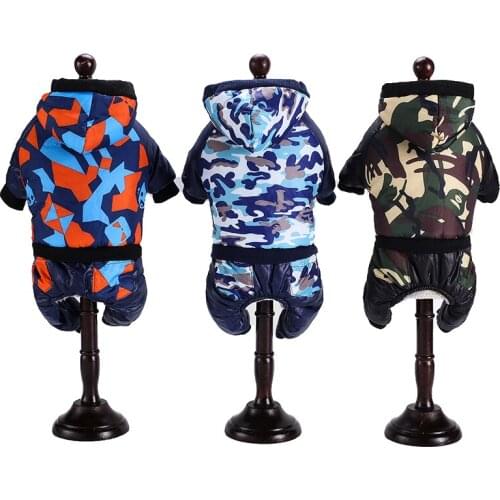 New Autumn Winter Pet Clothes Windproof Warm Cotton Coat Puppy Hoodies Pug French Bulldog Pet Dog Camouflage Clothes Cute Jacket