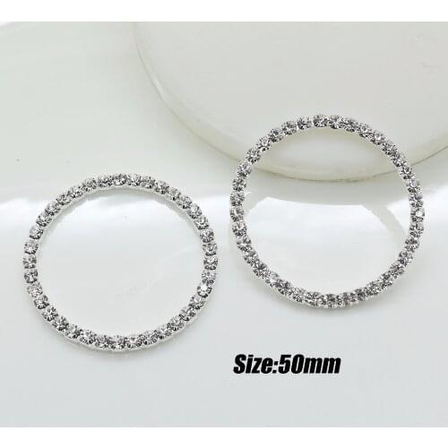 New 10pcs/pack 50mm No pole Silver Rhinestone buckles slide buckles/DIY hair accessory/Wedding Initiation Ribbon Crystal