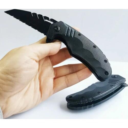 Outdoor folding knife full serrated blade Mini outdoor self defense knife camping tool Free shipping