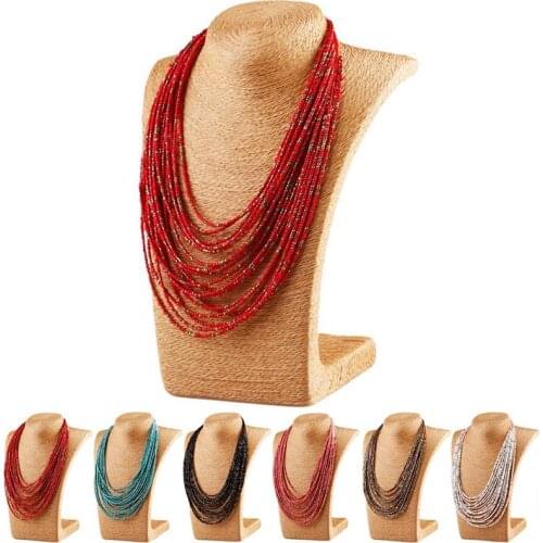1pc Multilayer Bead Necklace Bohemian Style Necklace Beaded Necklace Jewelry Accessories For Hawaii Beach Party