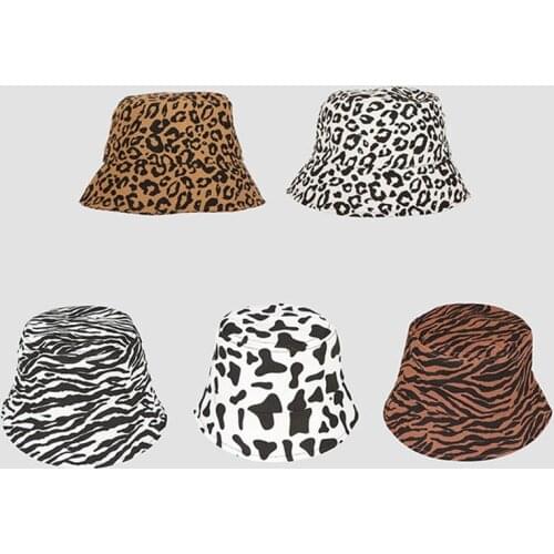 1Pcs Korean Style Polyester Cotton Fisherman Hats Cow Striped Print Outdoor Sunscreen for Men Women Bucket Hat Nice Gift