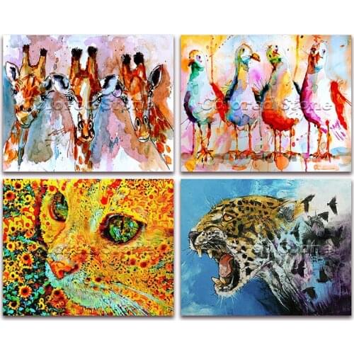 5D Full Square Diamond painting embroidery Cross stitch Animal Giraffe seagull cat leopard 3D DIY Round Drill Drawing mosaic 346