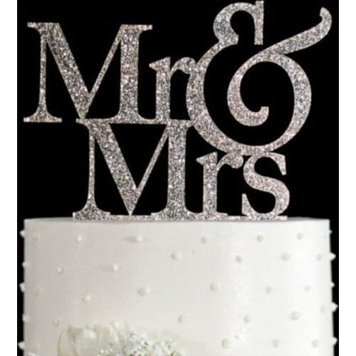 Custom Glitter Mr and Mrs Wedding Cake Topper Engagement Cake Topper Wedding Party Decor