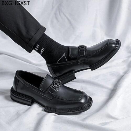 Casual Business Shoes Men Luxury Brand Slip on Shoes Men Loafers Leather Shoes Men Classic Italian Square Toe Chaussure De Homme