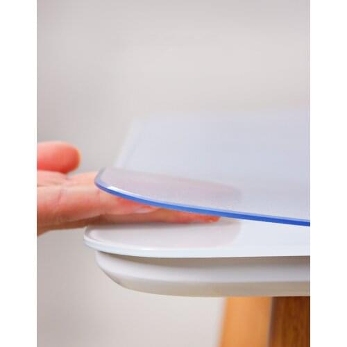 Custom 2mm thick food grade PVC transparent Tablecloth Odorless rectangle wood table protector waterproof Oval Round table mat