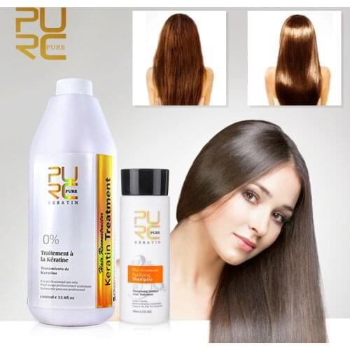PURC Straightening Hair Product Brazilian Keratin Free Formaldehyde and 100ml Purifying Shampoo Repair and Straighten Hair Care