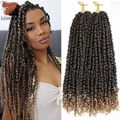 Synthetic Crochet Braids Hair Passion Twist Hair 18‘’ Pre-Looped Fluffy Ombre Spring Twists Extensions Pre-Twisted Crochet Hair