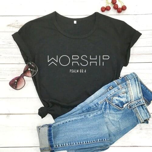 Worship Funny Casual Woman Tee Christian T-Shirt Faith Shirts Jesus Shirt Praise and Worship Pullover Outfits