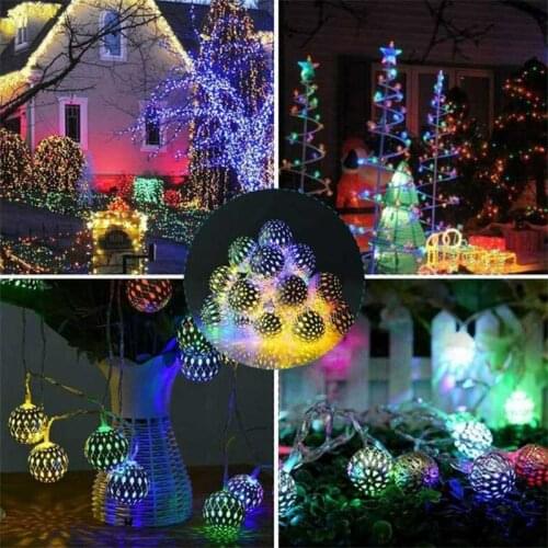 Solar Garden String Lights Hanging Lantern 20/50LED Fairy Light Outdoor Moroccan
